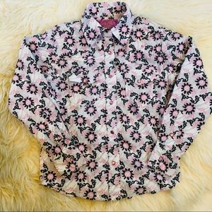 Cowgirl Hardware Western Snap Button Down Shirt Pink Rhinestones Size Small